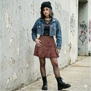 Brandy Melville Micro Mini Skirt Boho Cottagecore One Size Floral Flare Festival